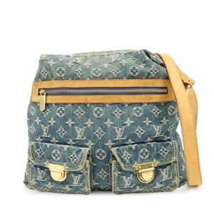 Louis Vuitton Monogram Denim Baggy GM Shoulder Bag Blue M95048 Auth Used F/S